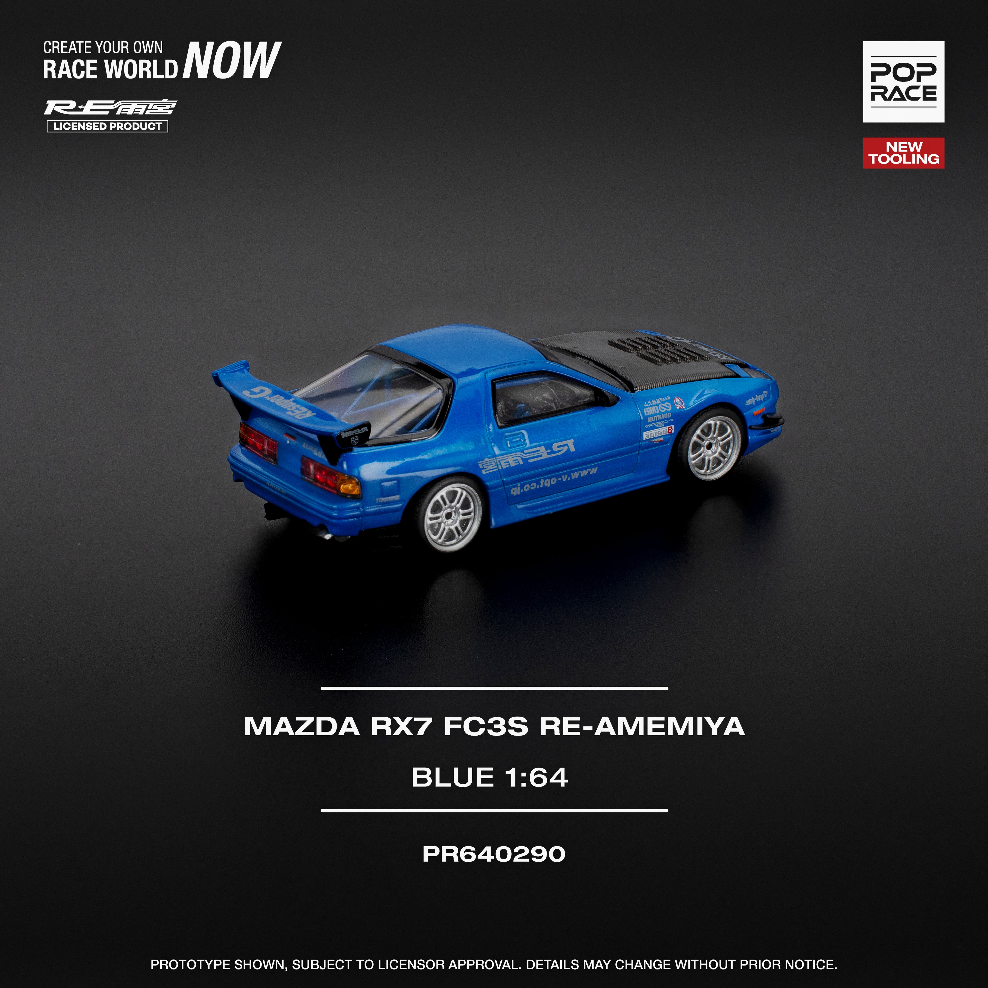 POP RACE 1/64 MAZDA RX7 FC3S RE-AMEMIYA RE-AMEMIYA BLUE