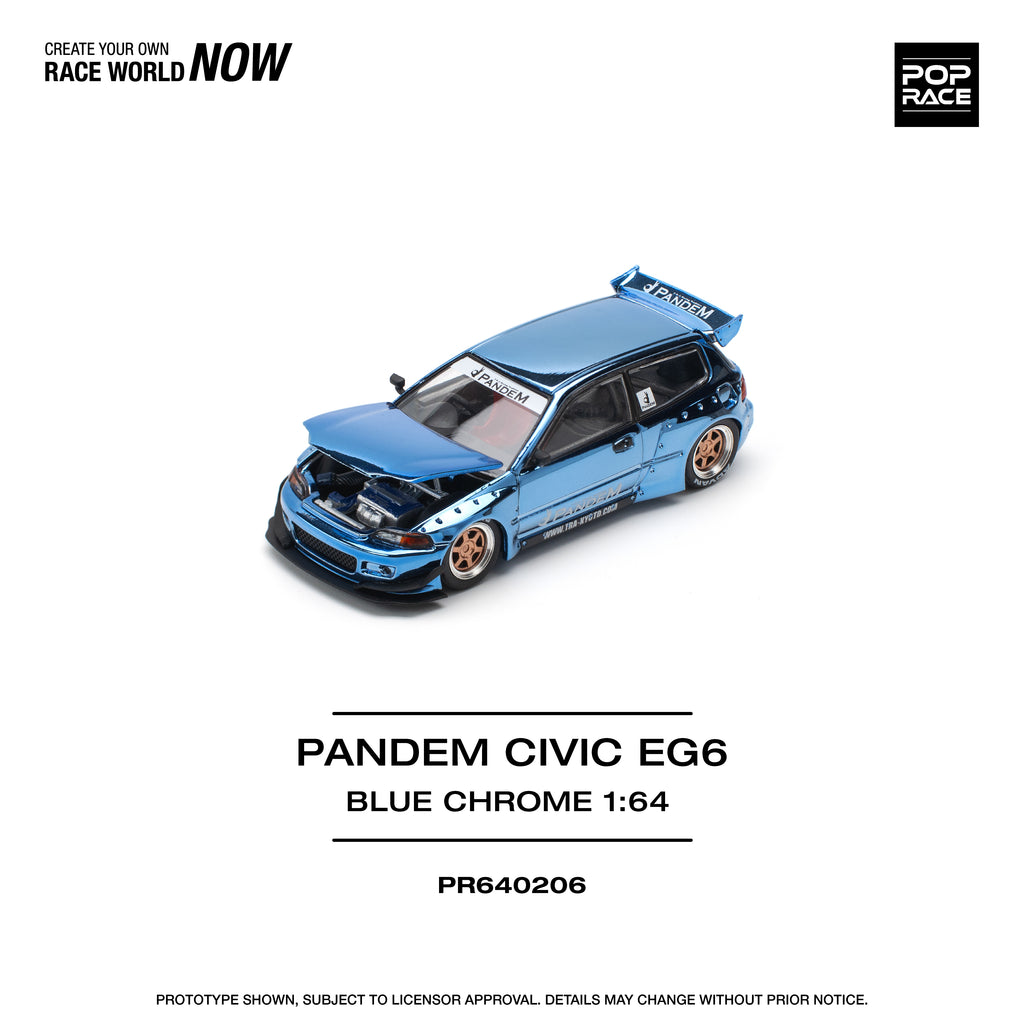 Poprace 1/64 PANDEM CIVIC EG6 BLUE CHROME