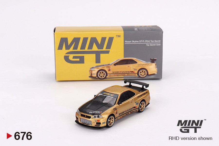 Mini GT 1:64 Nissan Skyline GTR (R34) TopSecret Top Secret Gold