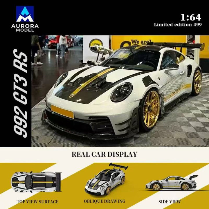 AURORA MODEL 1/64 Aurora Model 1:64 Porsche 992 GT3 RS Oro Blanco