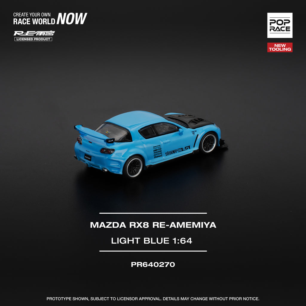 POP RACE 1/64 MAZDA RX-8 RE-AMEMIYA LIGHT BLUE