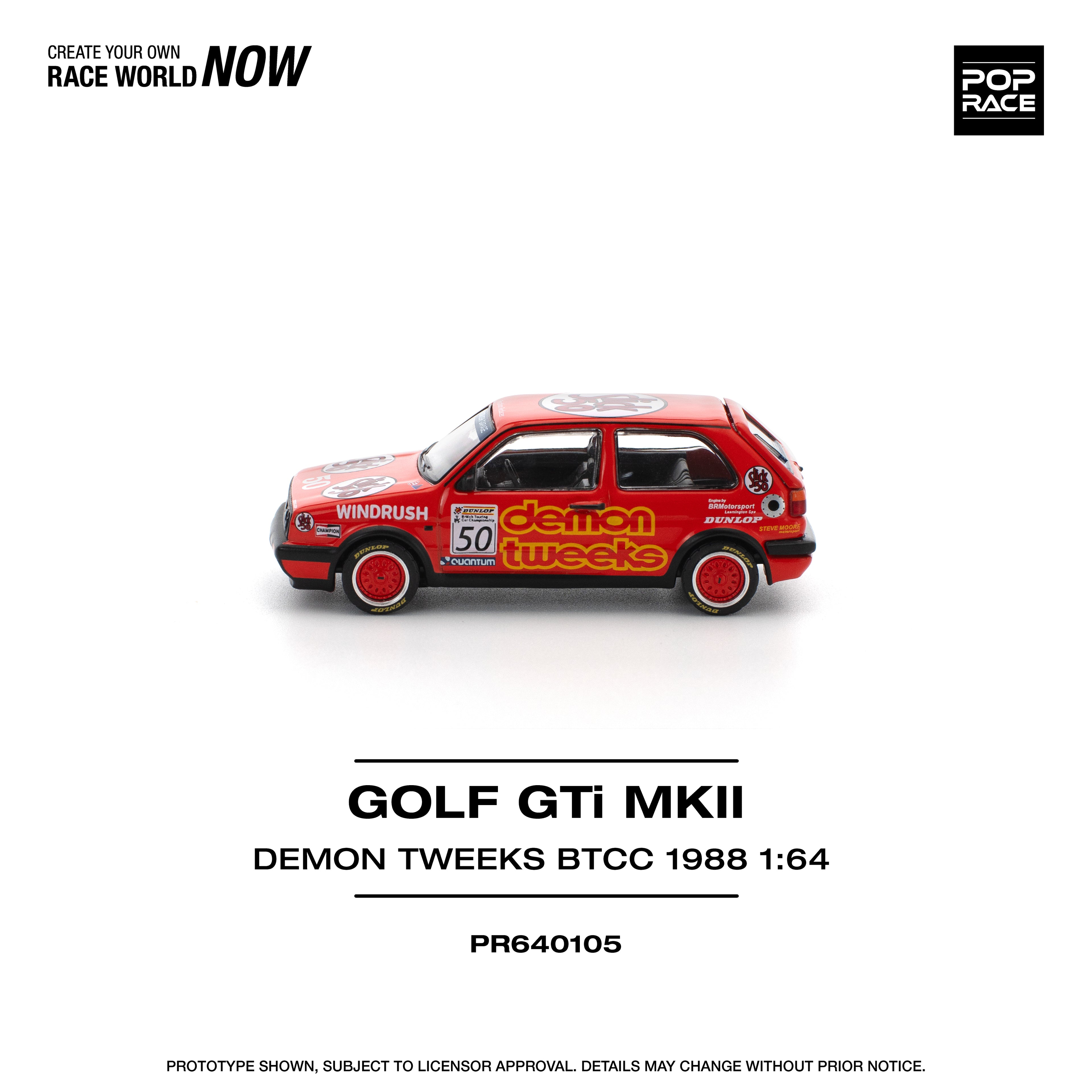 POP RACE 1/64 GOLF GTI Mk II TEAM DEMON TWEEKS BTCC 1988