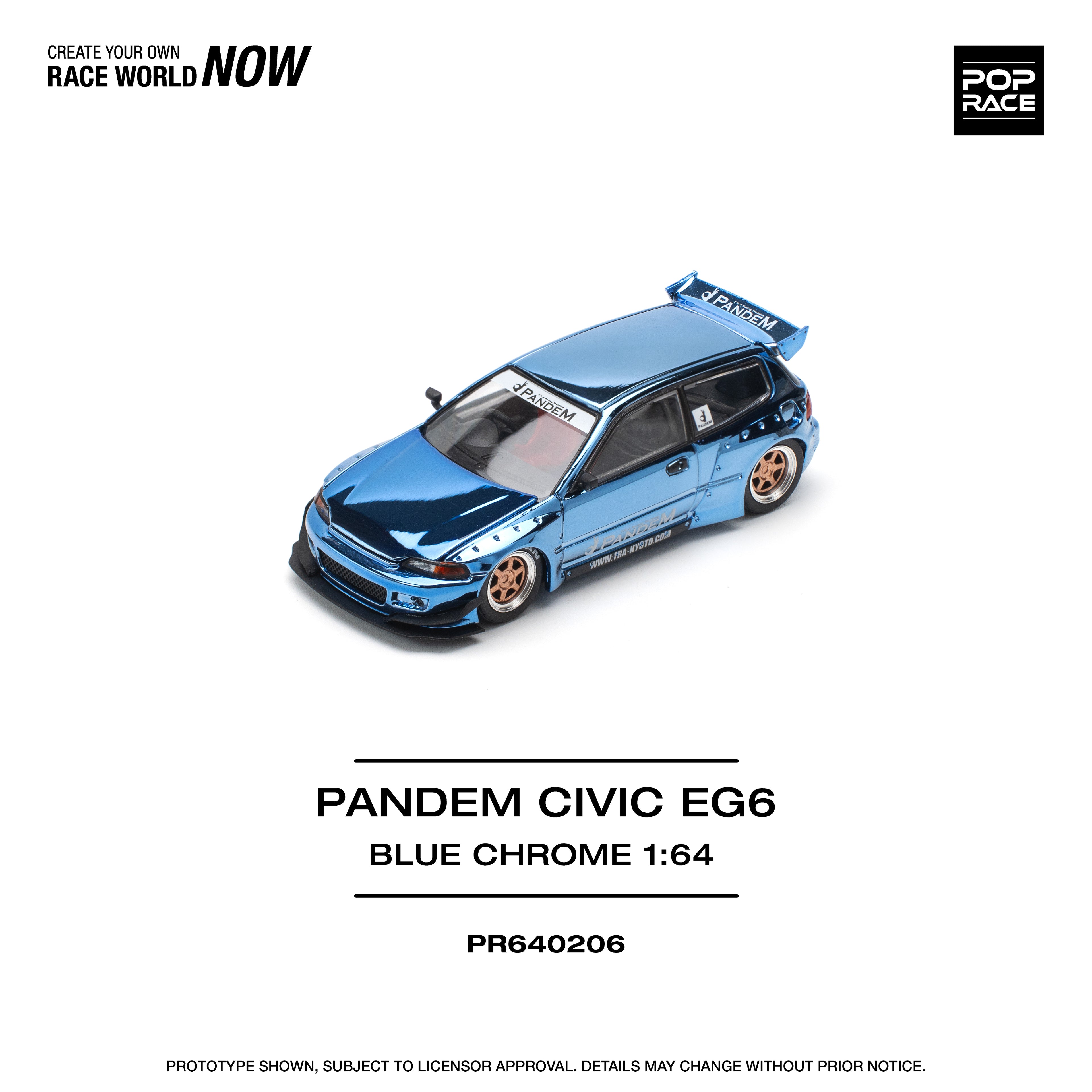 Poprace 1/64 PANDEM CIVIC EG6 BLUE CHROME