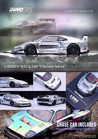 INNO64 FERRARI F40 LBWK CHROME SILVER  IN64-LBWKF40-CHS