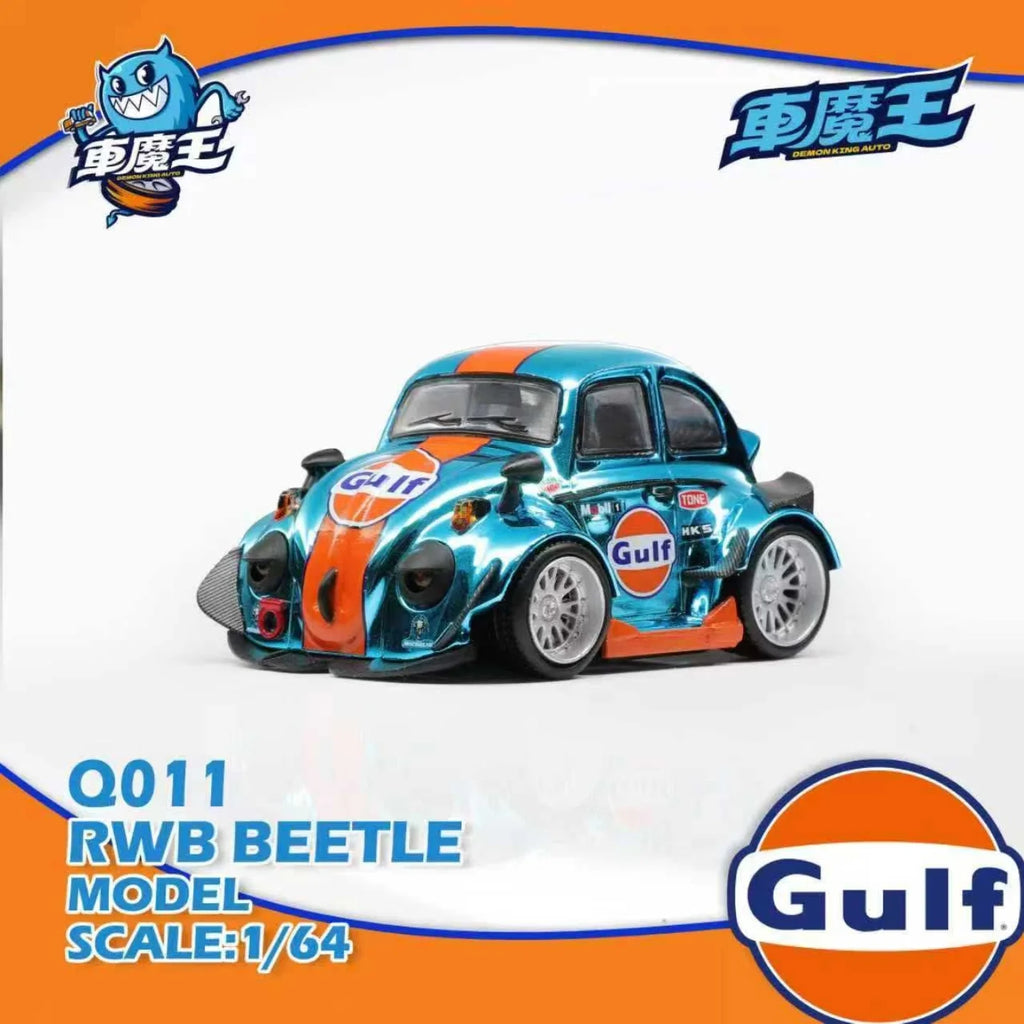 DEMON KING AUTO 1:64 Volkswagen Beetle Chrome Gulf
