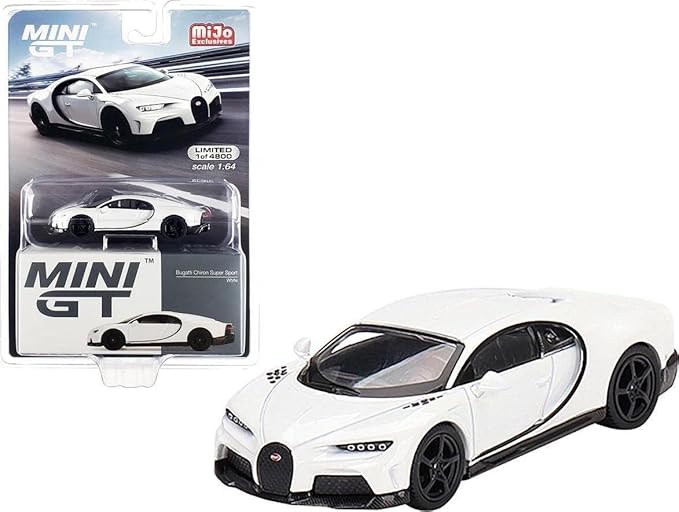 Mini GT 1:64 Bugatti Chiron Super Sport White – Mijo Exclusive USA Blister