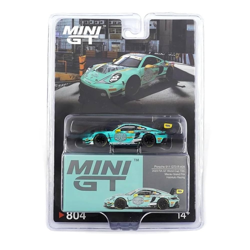Mini GT 1:64 Porsche 911 GT3 R #28 HubAuto Racing 2023 FIA GT World Cup 70th Macau Grand Prix Blister