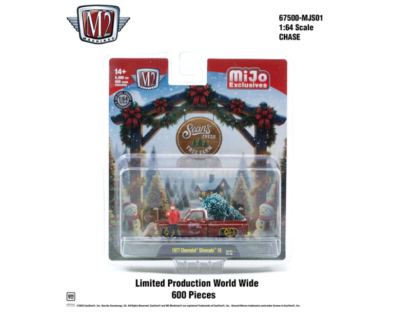|||PREVENTA|||M2 Machines Diorama 1:64 Sean's Fresh Tree Farm Chevrolet Silverado 1977 con figura de Sean y perro. Edición limitada de 6600 unidades – Mijo Exclusives