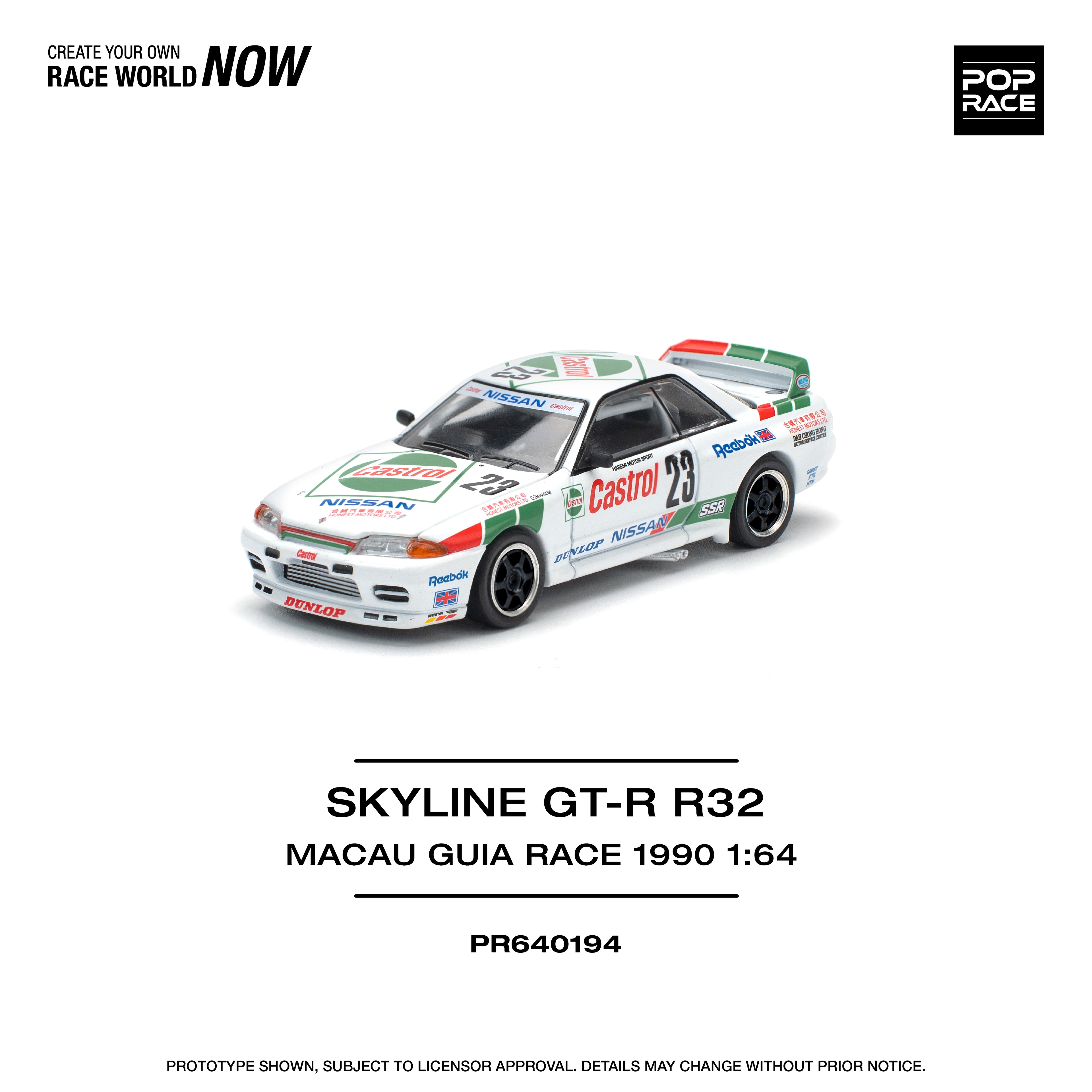 POP RACE 1/64 GT-R R32 MACAU GUIA RACE 1990 WINNER