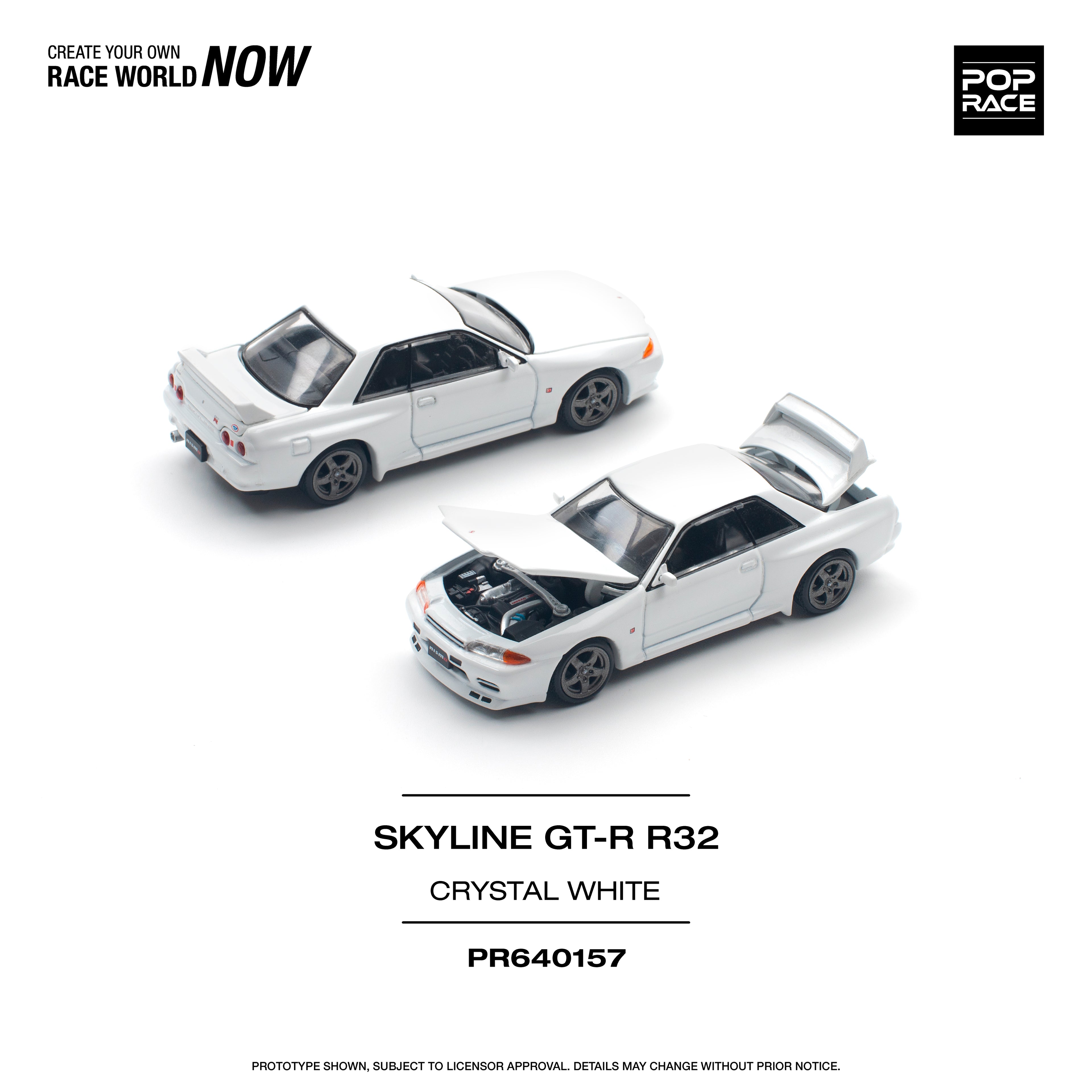 POP RACE SKYLINE GT-R R32 CRISTAL WHITE
