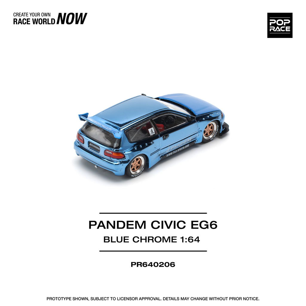 Poprace 1/64 PANDEM CIVIC EG6 BLUE CHROME