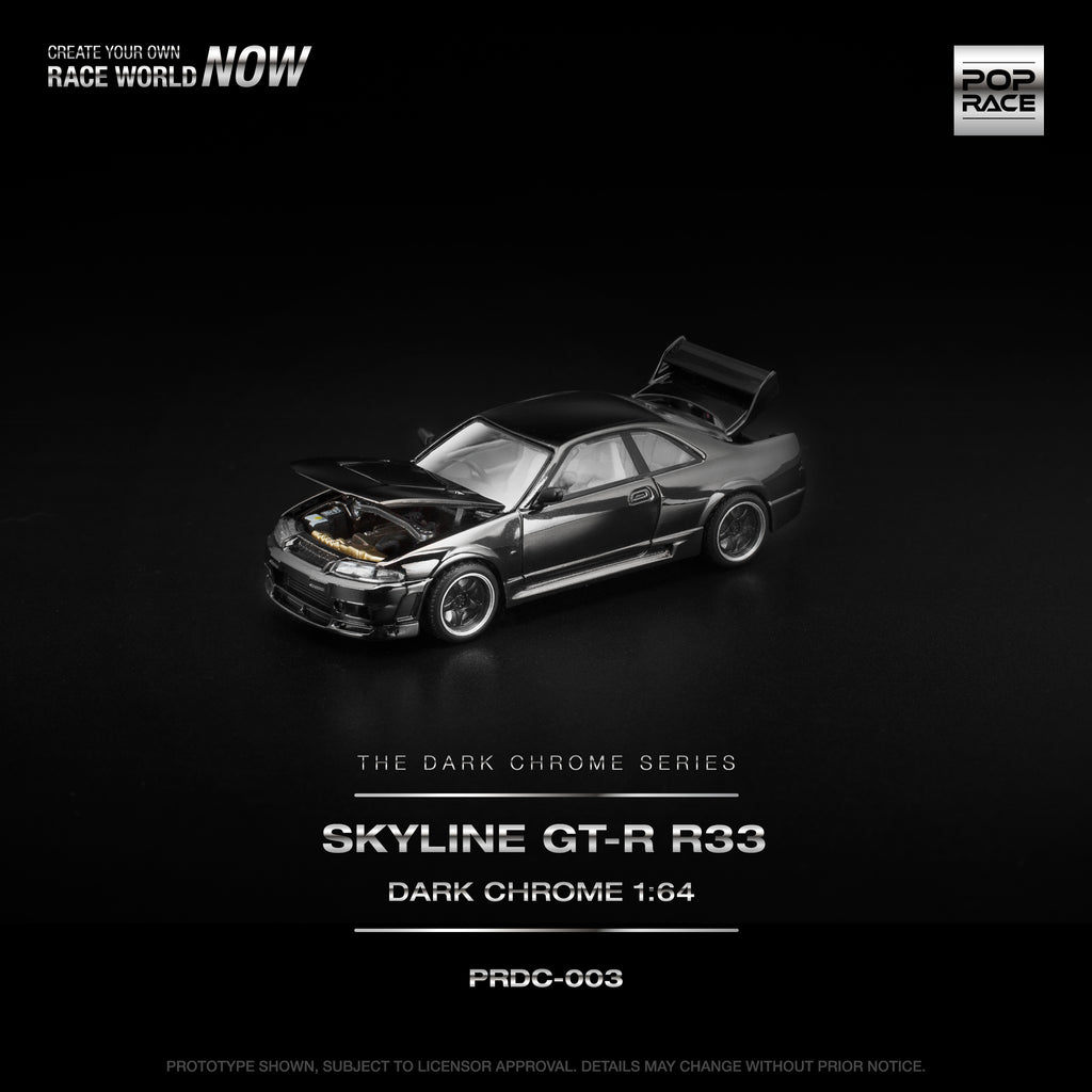 POPRACE 1:64 R33 GT-R Dark Chrome PRDC003