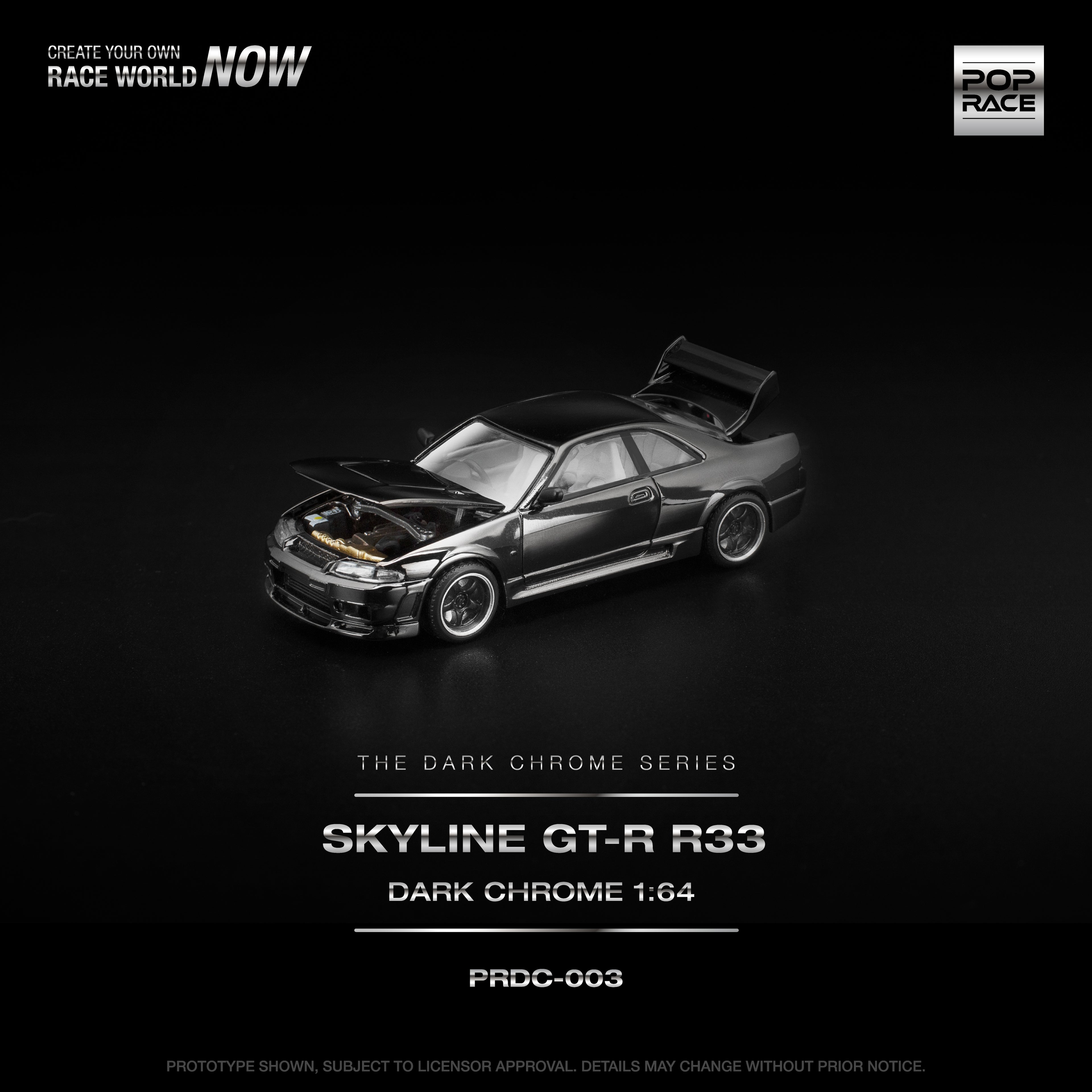 POPRACE 1:64 R33 GT-R Dark Chrome PRDC003