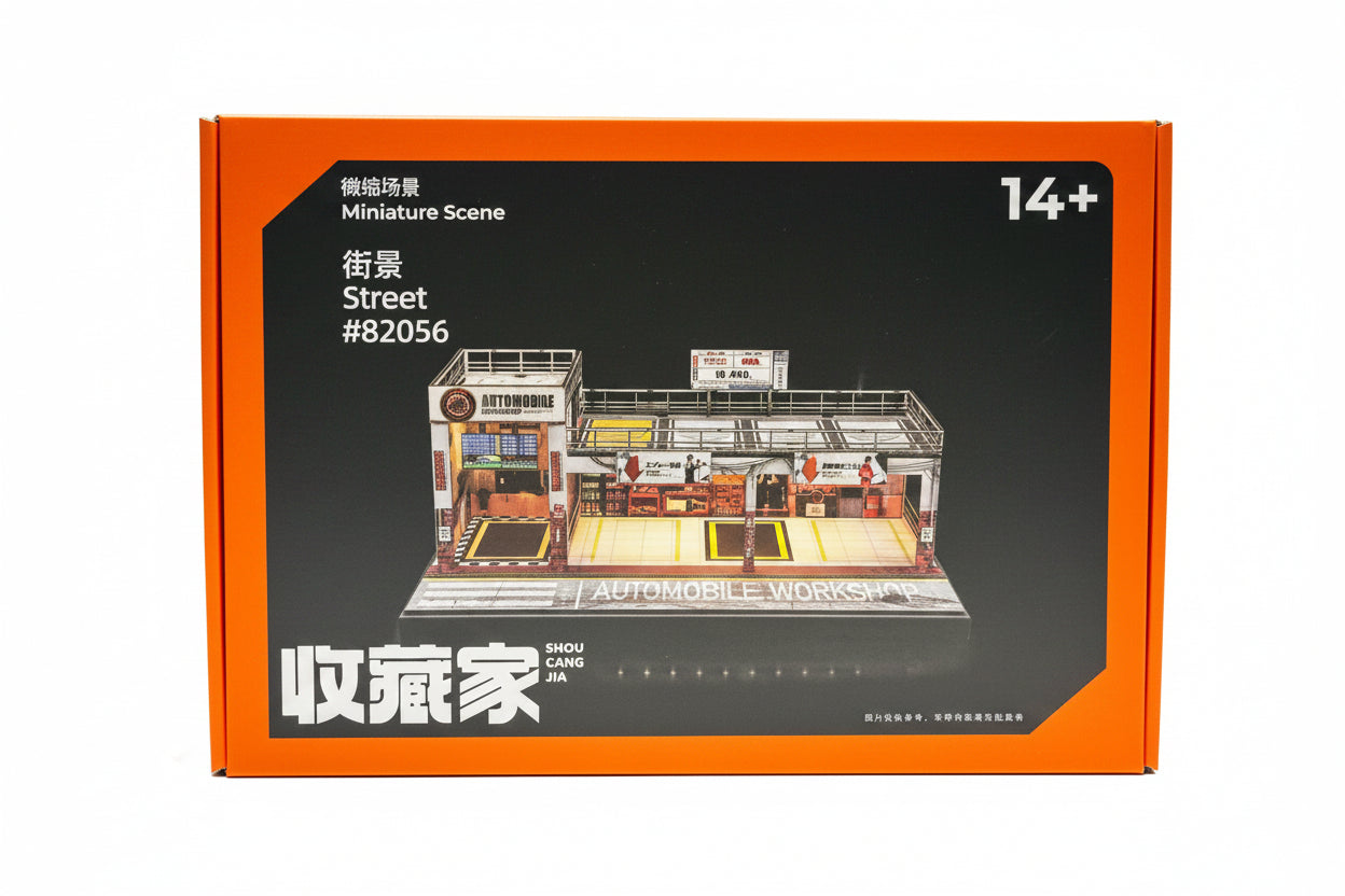 DIORAMA SHOU CANG JIA 1/64 ESTACIONAMIENTO DOBLE CON LUCES CARGA TIPO C