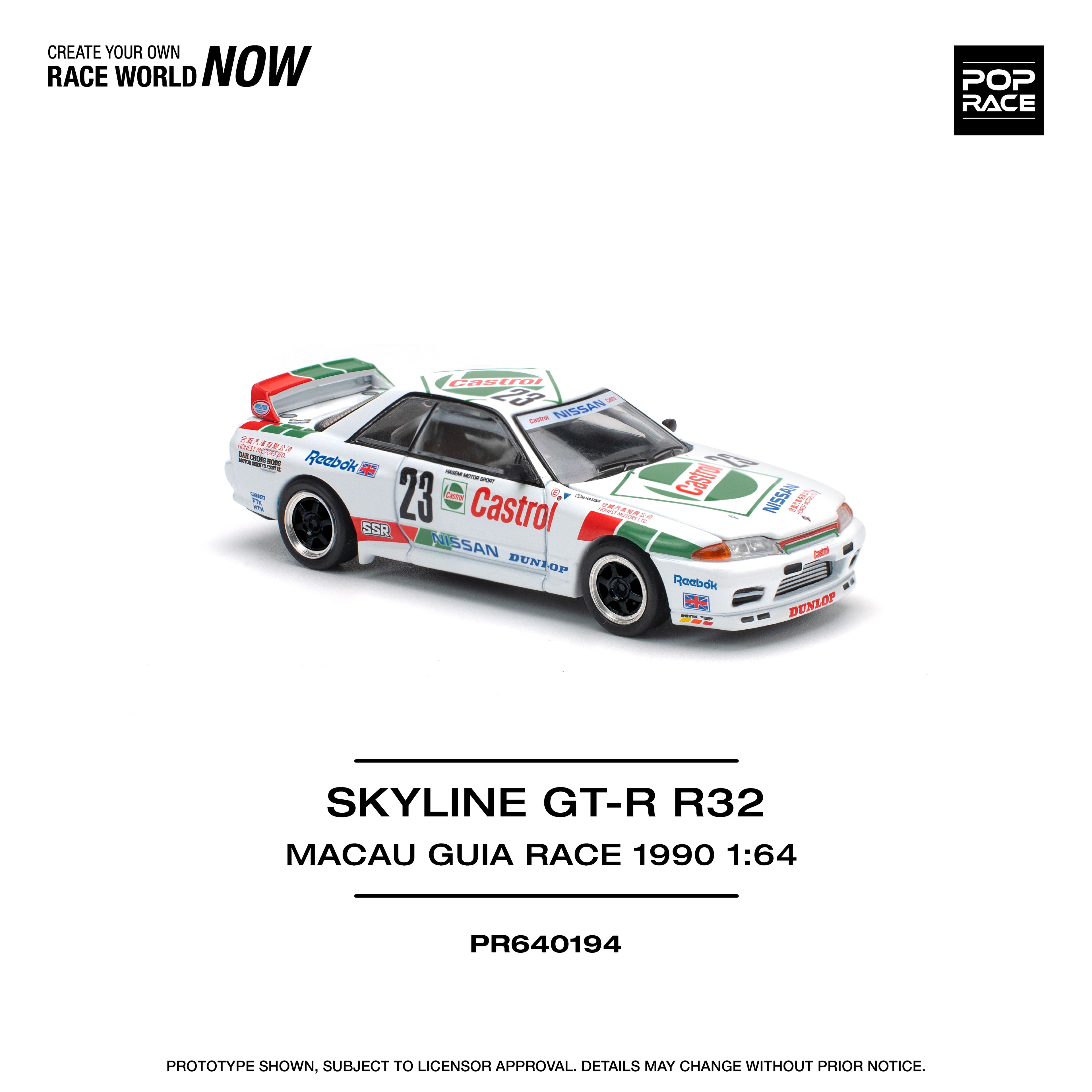 POP RACE 1/64 GT-R R32 MACAU GUIA RACE 1990 WINNER