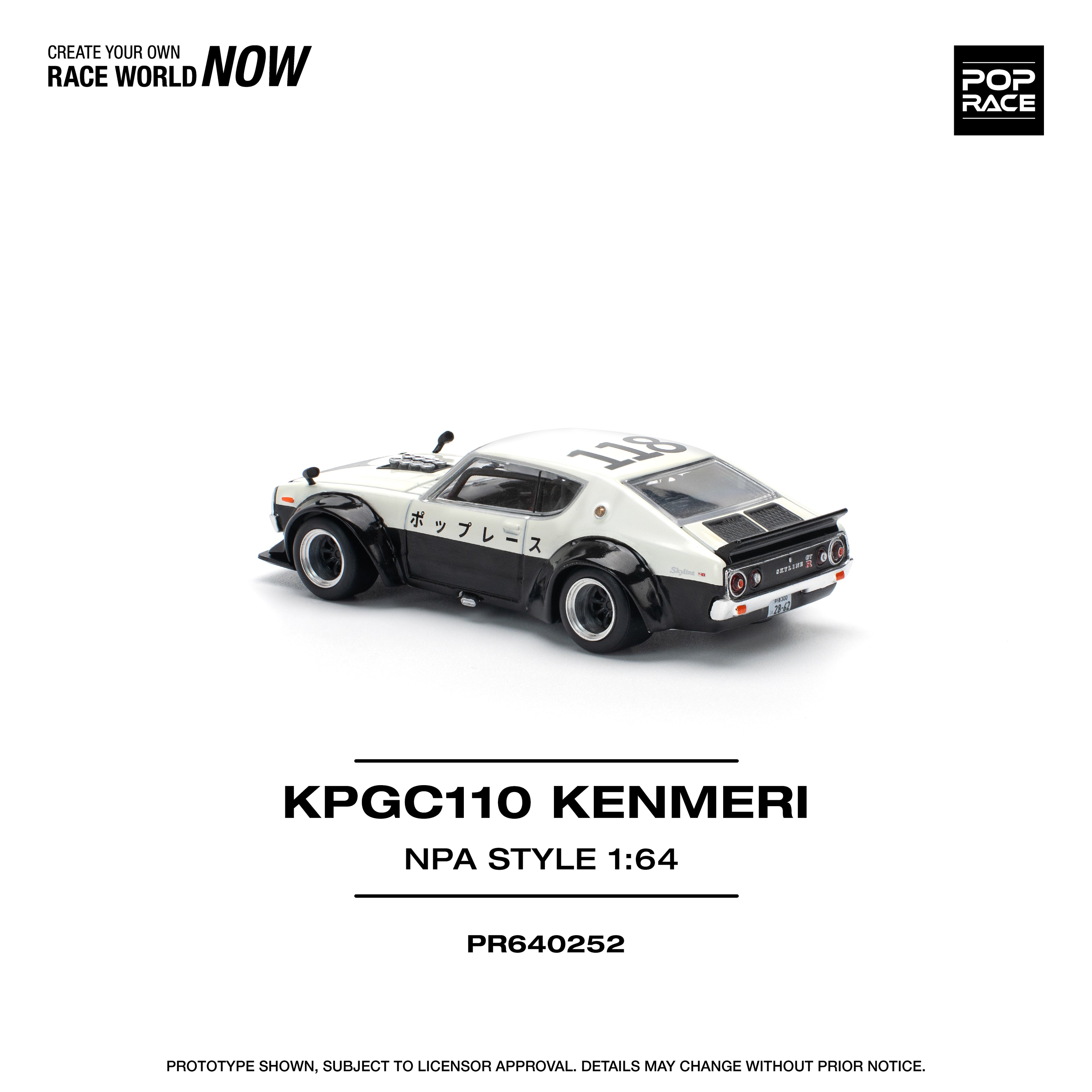 POP RACE 1/64 SKYLINE GT-R V8 DRIFT KENMERI NPA STYLE
