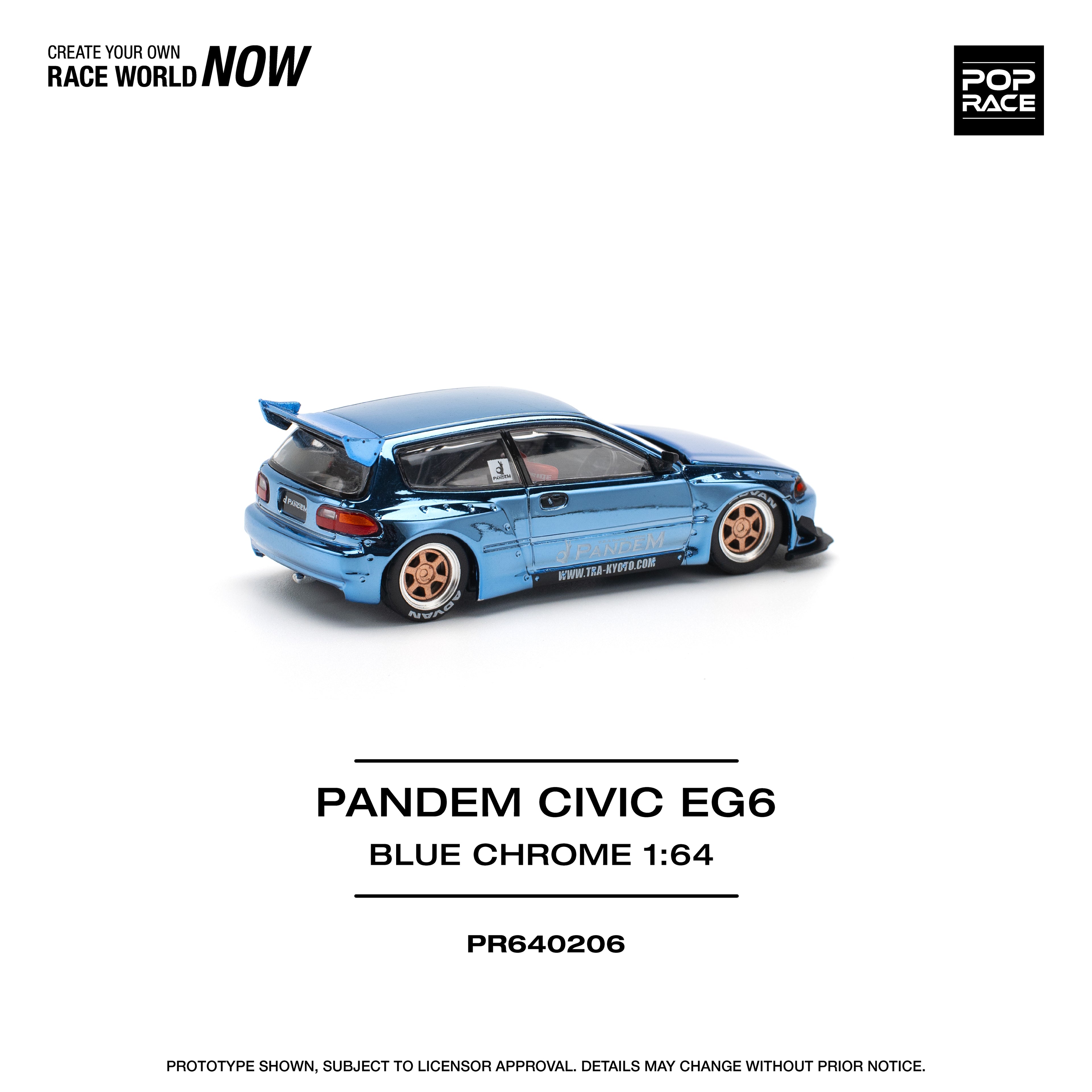 Poprace 1/64 PANDEM CIVIC EG6 BLUE CHROME