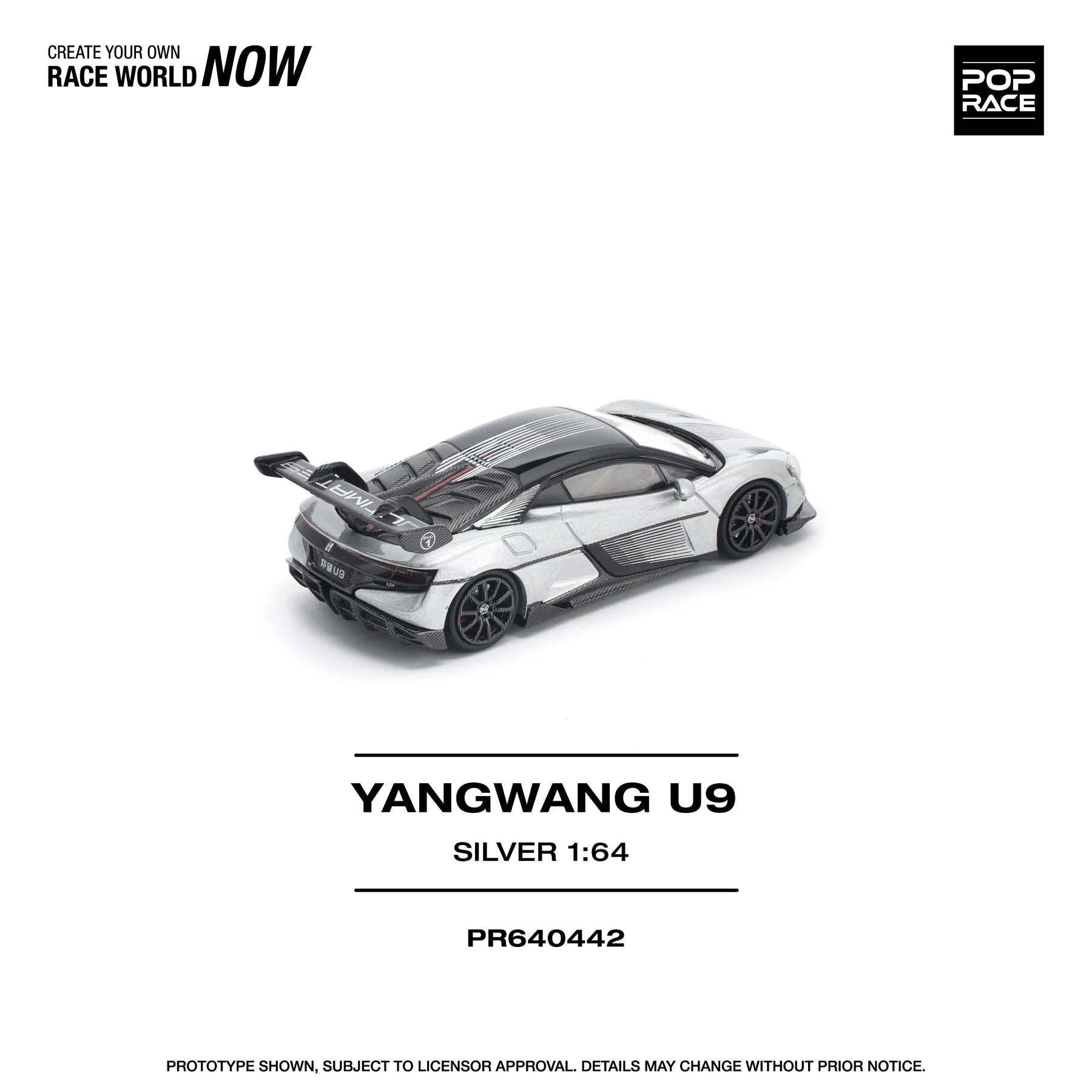 POP RACE 1:64 Yangwang U9 - Plata  PR640442