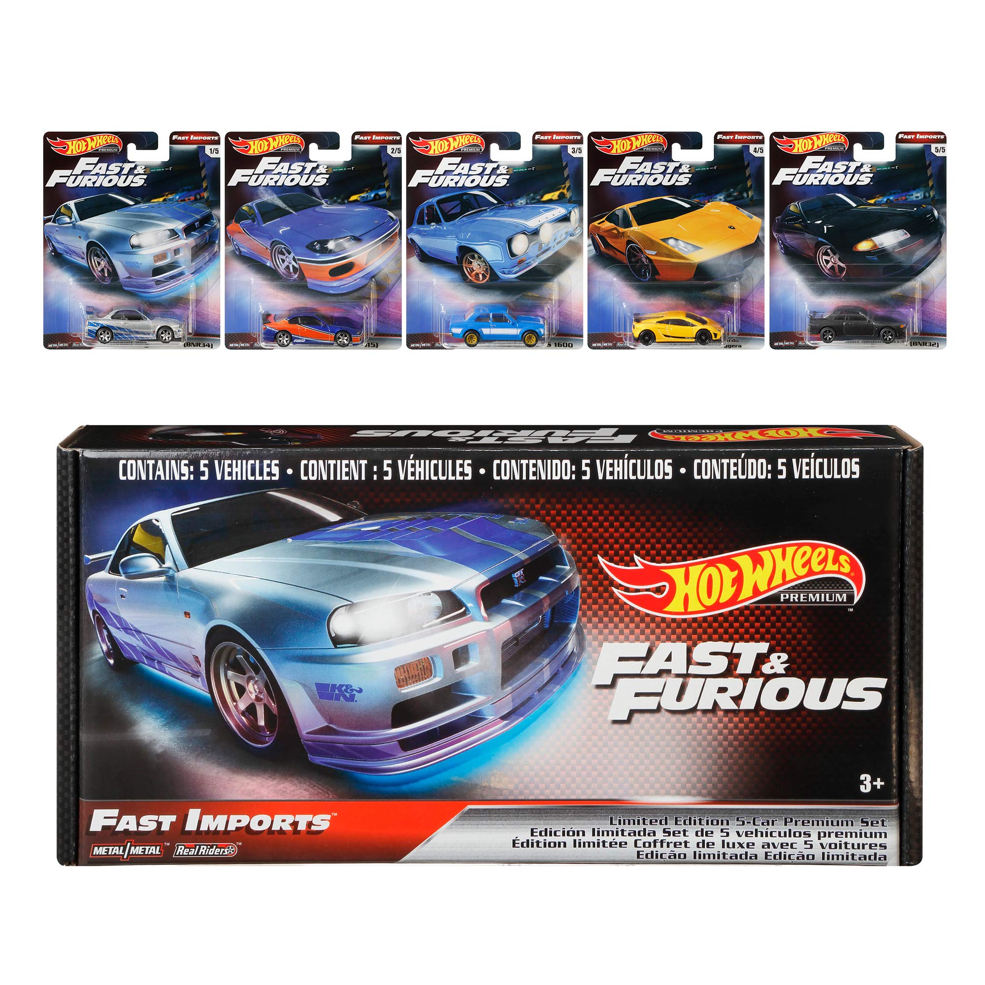 Hot Wheels Premium- SET Fast & Furious Fast Imports con caja SELLADA