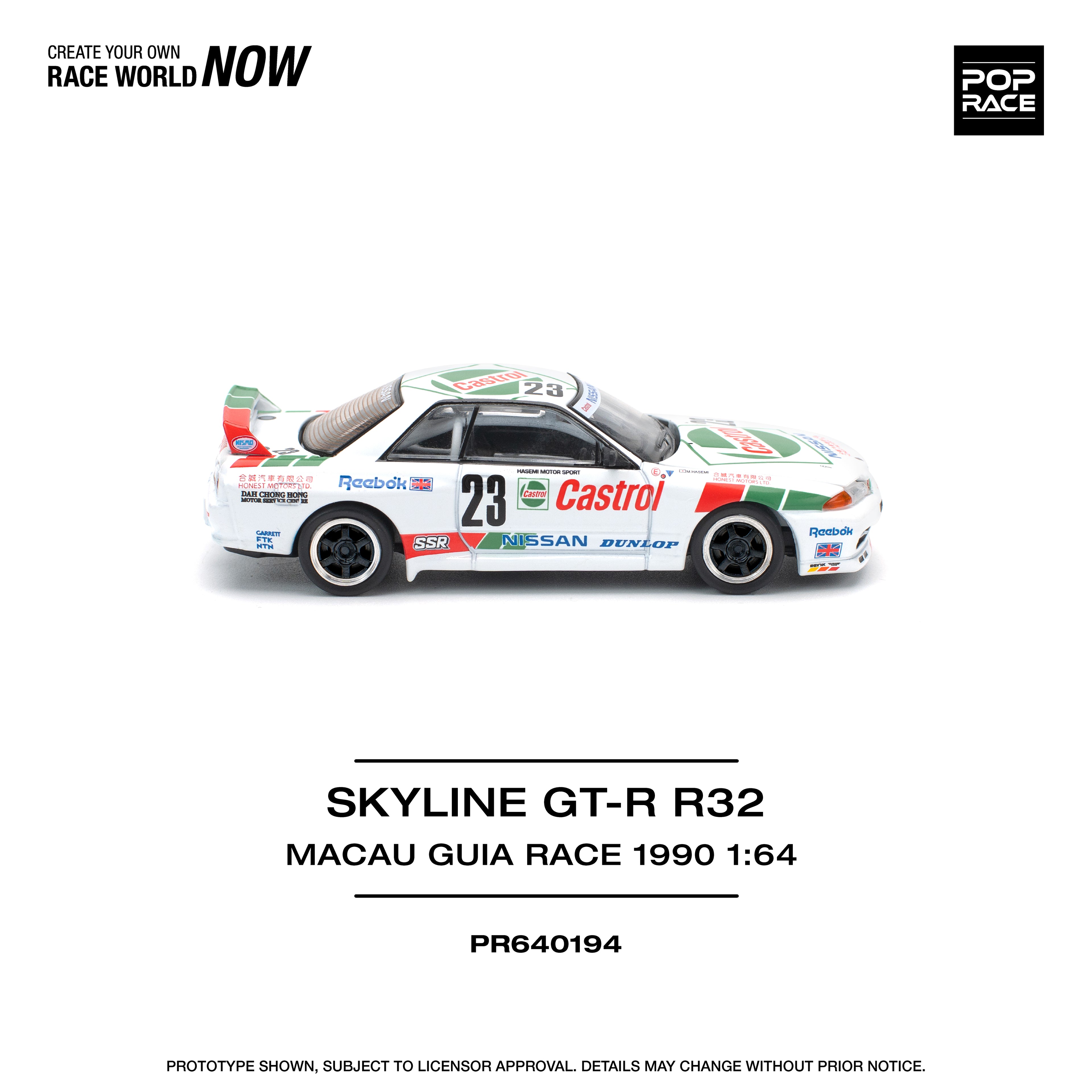 POP RACE 1/64 GT-R R32 MACAU GUIA RACE 1990 WINNER