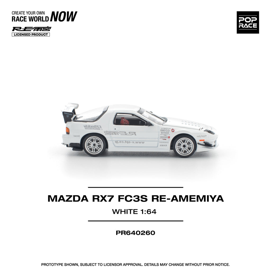 POP RACE 1/64 MAZDA RX7 FC3S RE-AMEMIYA WHITE