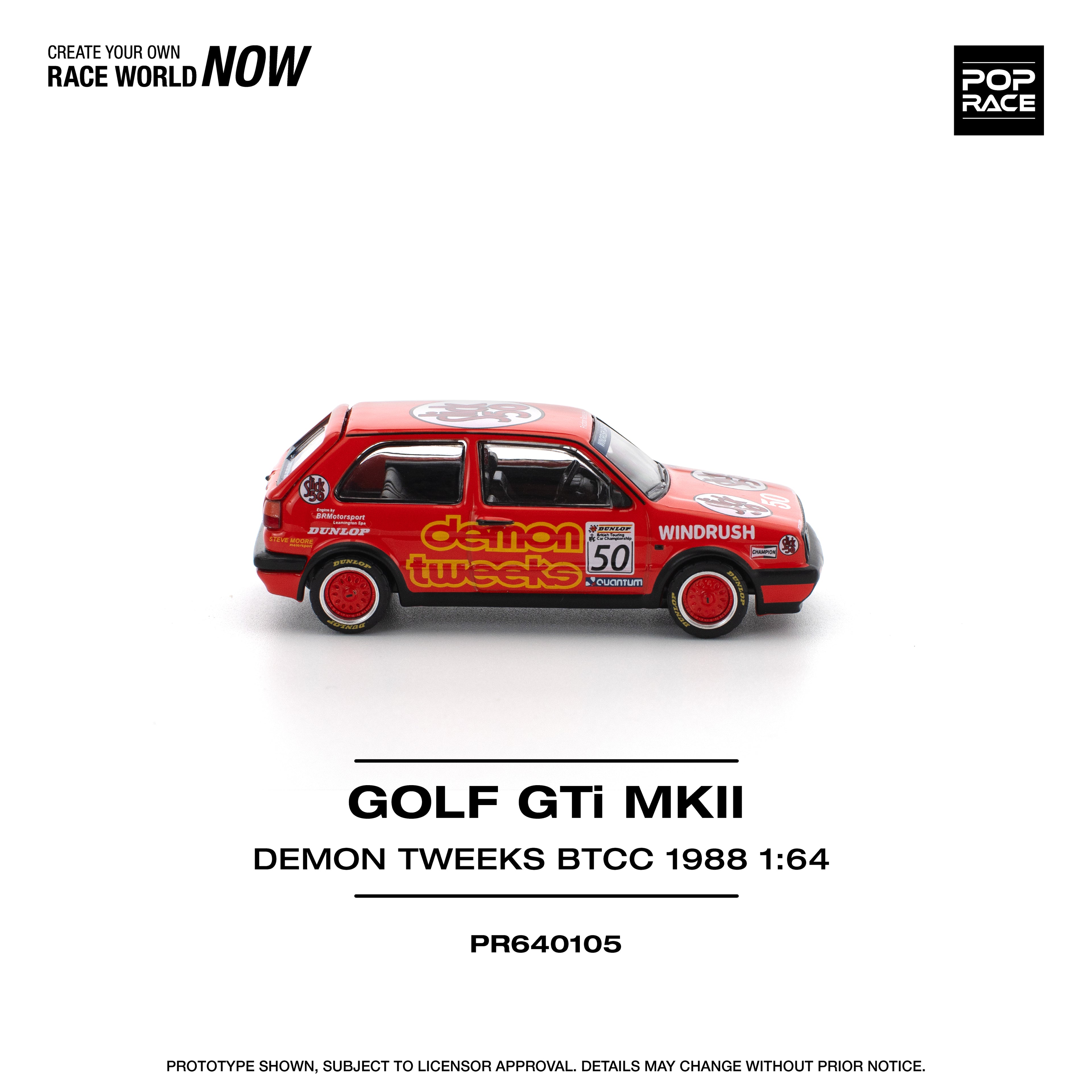 POP RACE 1/64 GOLF GTI Mk II TEAM DEMON TWEEKS BTCC 1988
