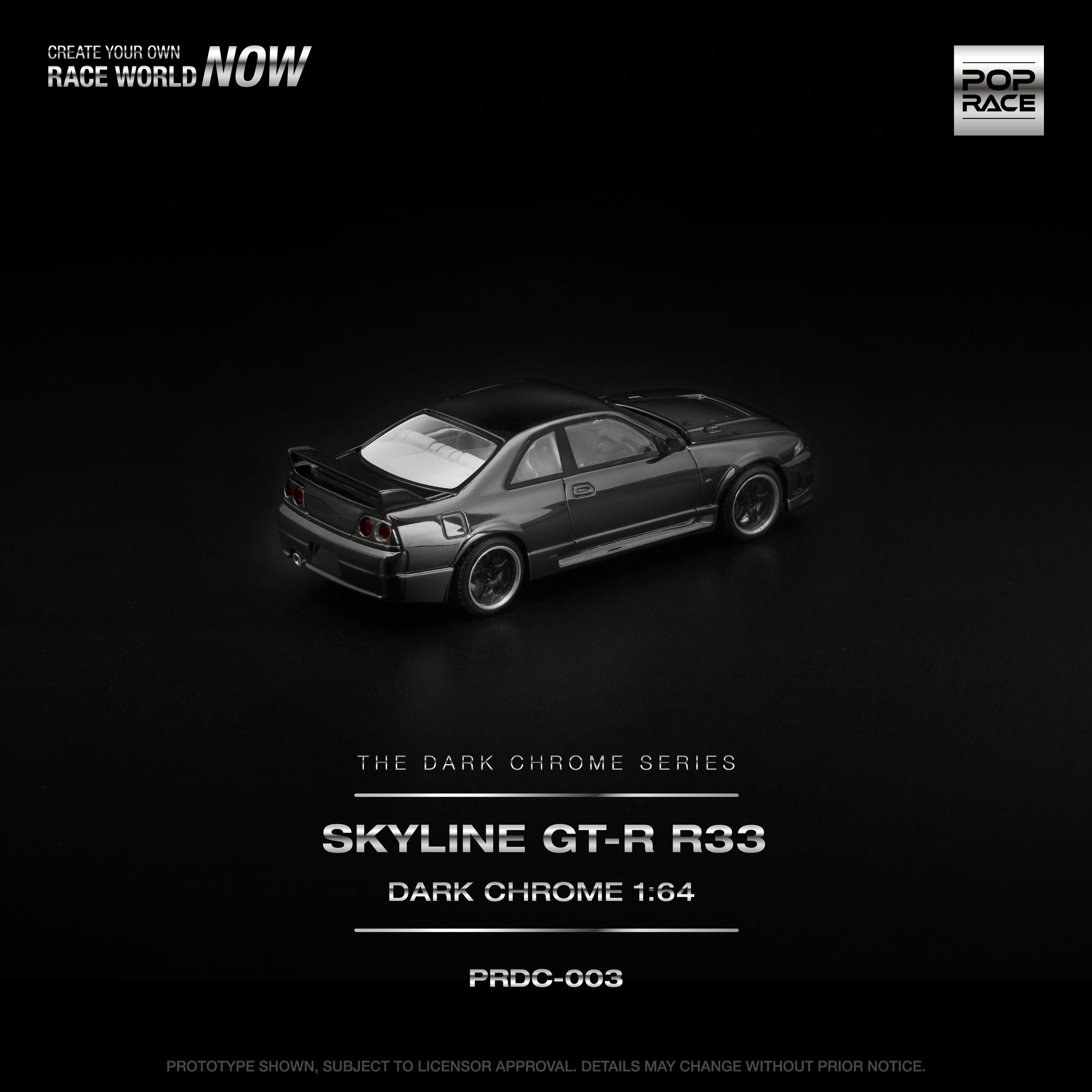POPRACE 1:64 R33 GT-R Dark Chrome PRDC003