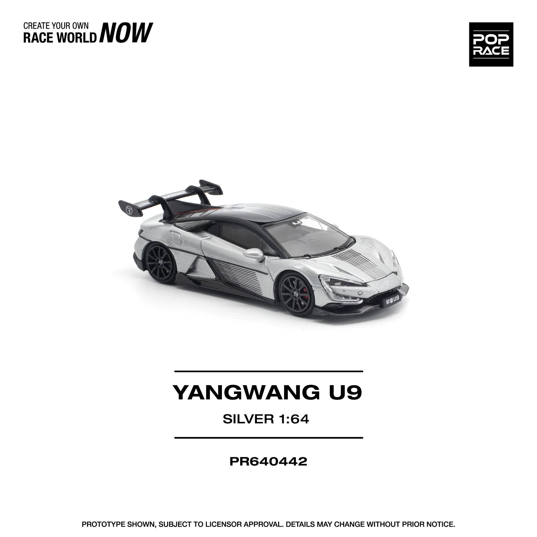 POP RACE 1:64 Yangwang U9 - Plata  PR640442