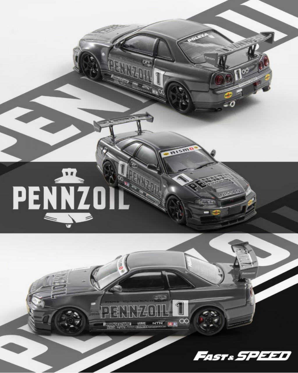 Fast Speed 1:64 Nissan Skyline GT-R R34 Nismo Z-Tune Pennzoil #1