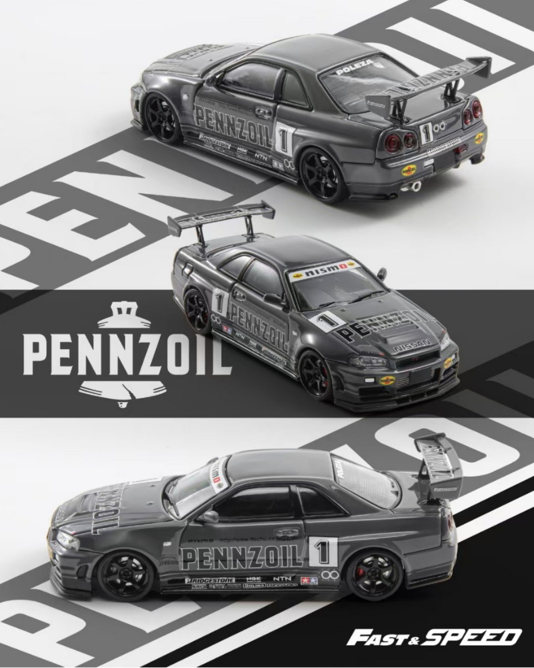 Fast Speed 1:64 Nissan Skyline GT-R R34 Nismo Z-Tune Pennzoil #1
