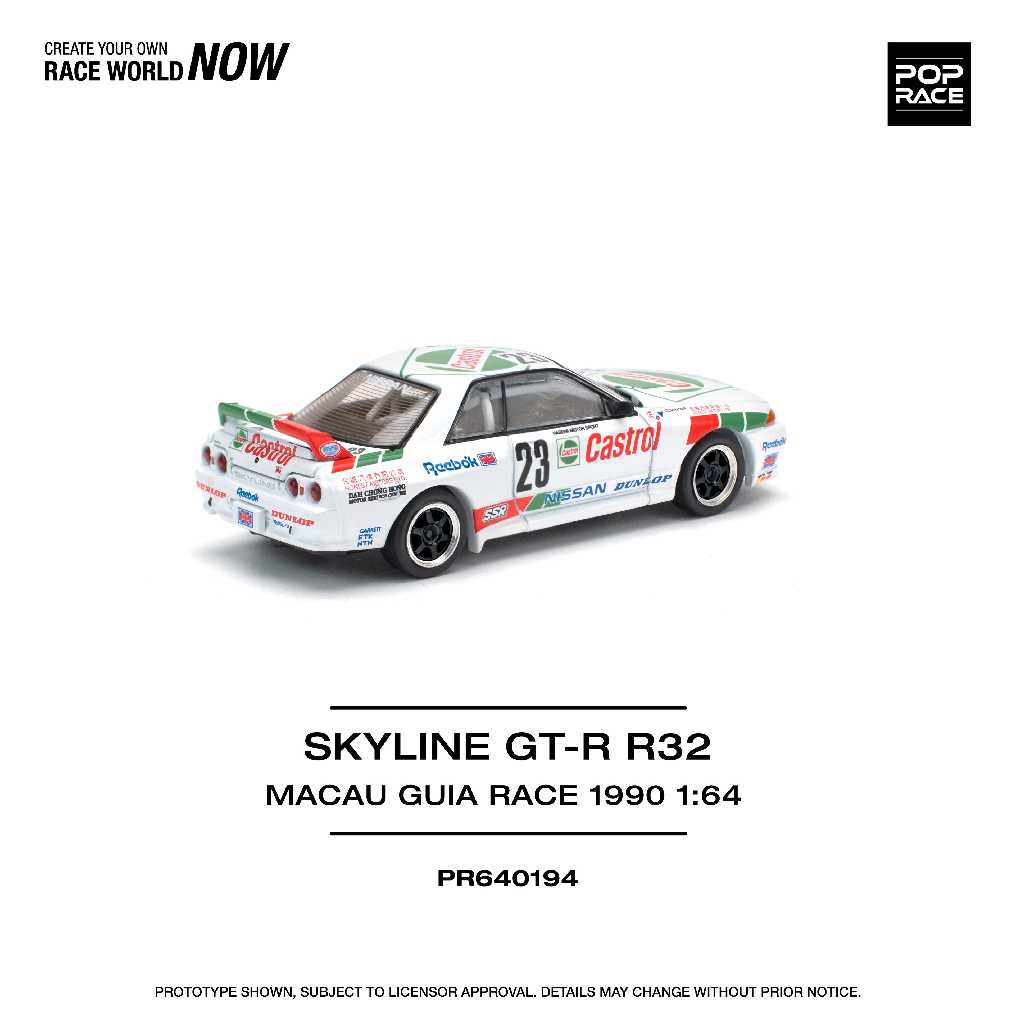 POP RACE 1/64 GT-R R32 MACAU GUIA RACE 1990 WINNER