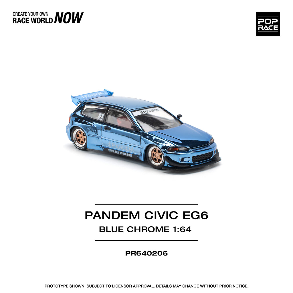 Poprace 1/64 PANDEM CIVIC EG6 BLUE CHROME