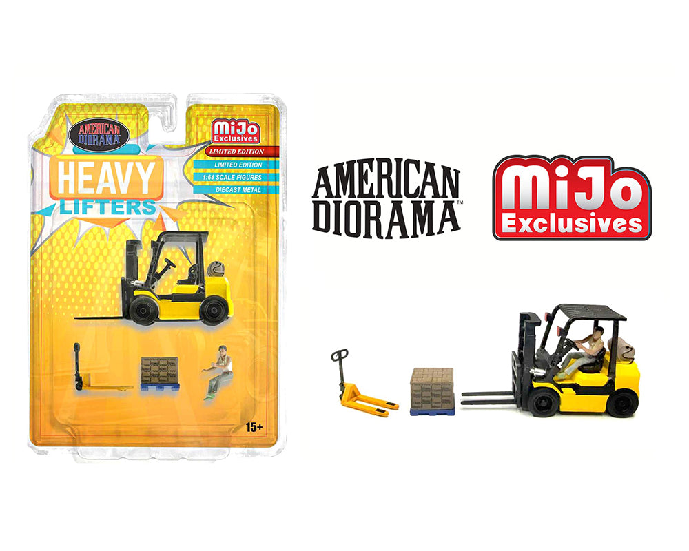 |||PREVENTA|||Figuras American Diorama 1:64, Set de montacargas Heavy Lifters – Exclusivas de MiJo
