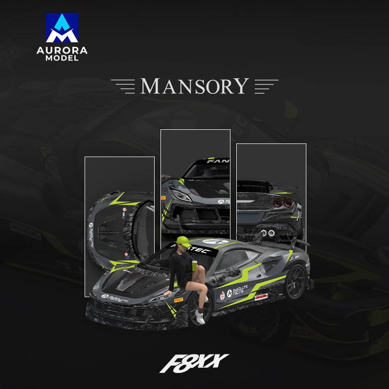 AURORA MODEL 1/64 Mansory Modified F8XX Absolute Racing Livery, con figura