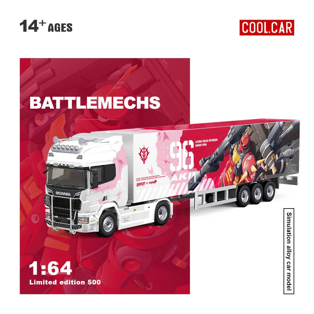 CoolCar 1/64 - Scania Container Truck RX-78 Pink Mecha