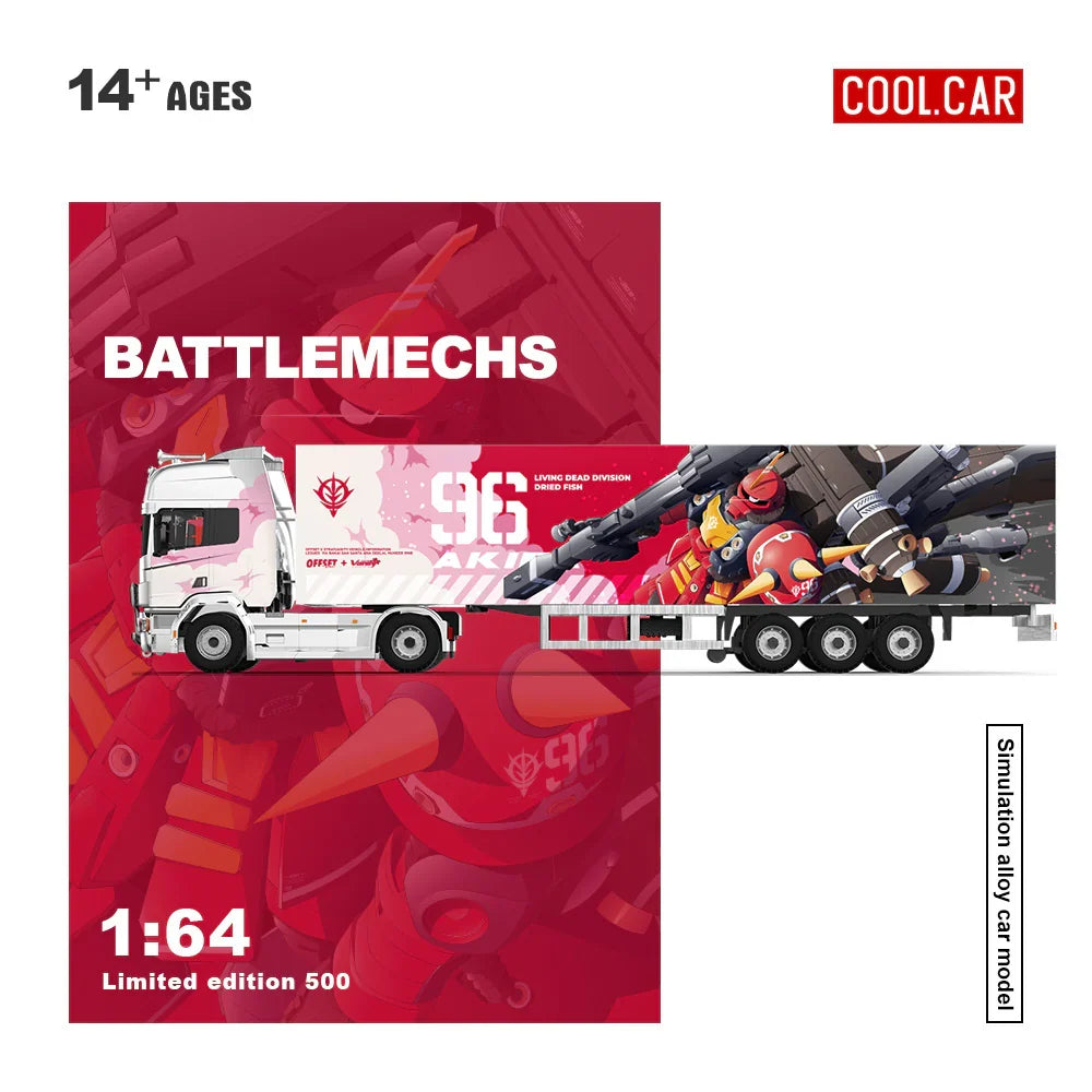 CoolCar 1/64 - Scania Container Truck RX-78 Pink Mecha