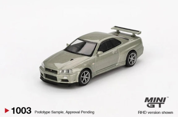 MINI GT 1/64 #1003 Nissan Skyline GT-R (R34) V-Spec II Nür Millennium Jade