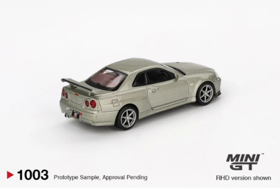MINI GT 1/64 #1003 Nissan Skyline GT-R (R34) V-Spec II Nür Millennium Jade