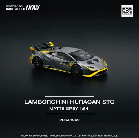 POP RACE 1/64 LAMBORGHINI HURACAN STO MATTE GREY  PR64-0242