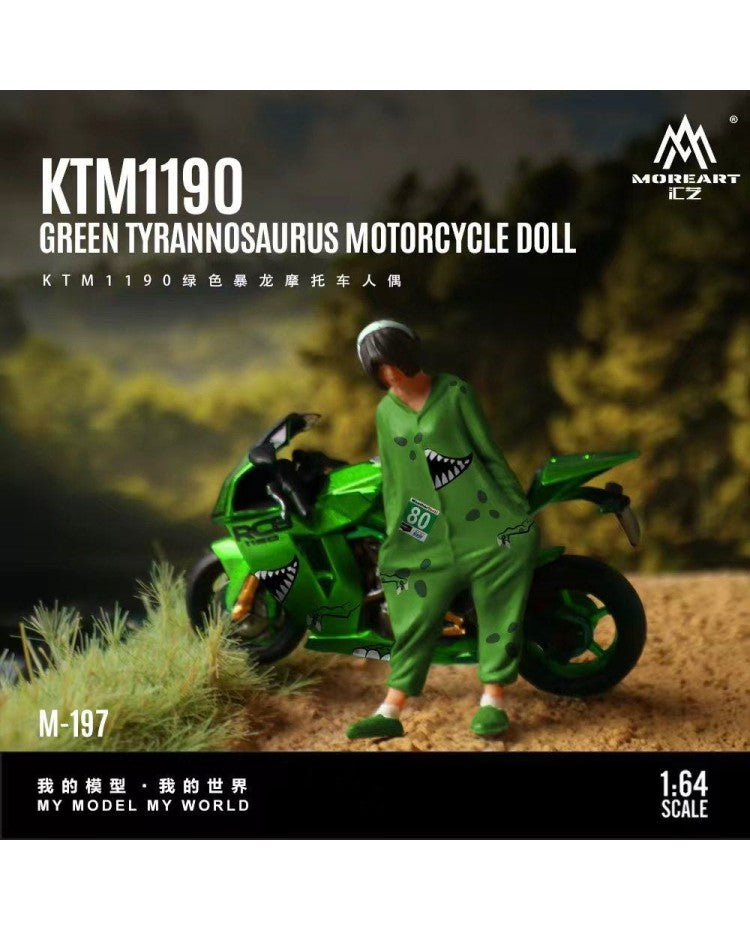 MOREART 1:64 KTM1190 Tyrannosaurus motorcycle girl Green