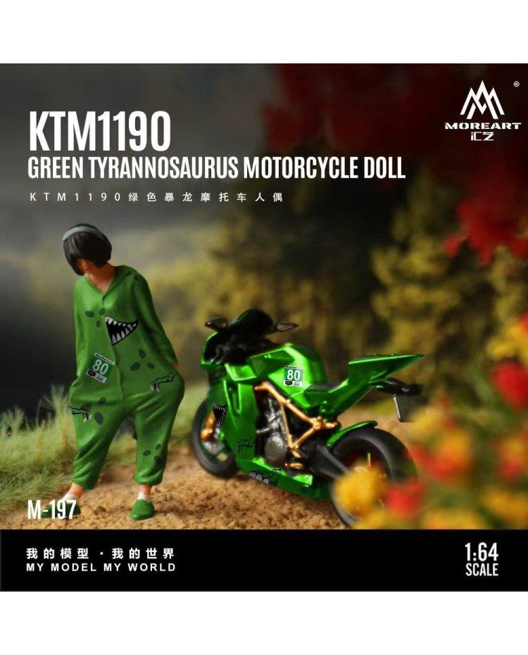 MOREART 1:64 KTM1190 Tyrannosaurus motorcycle girl Green