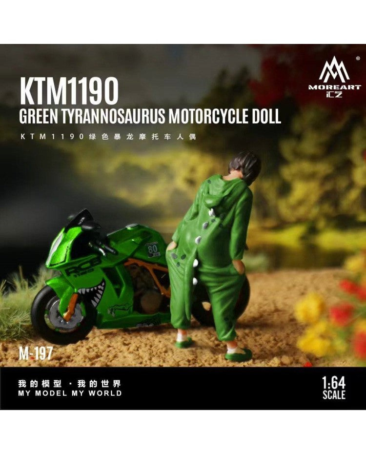 MOREART 1:64 KTM1190 Tyrannosaurus motorcycle girl Green