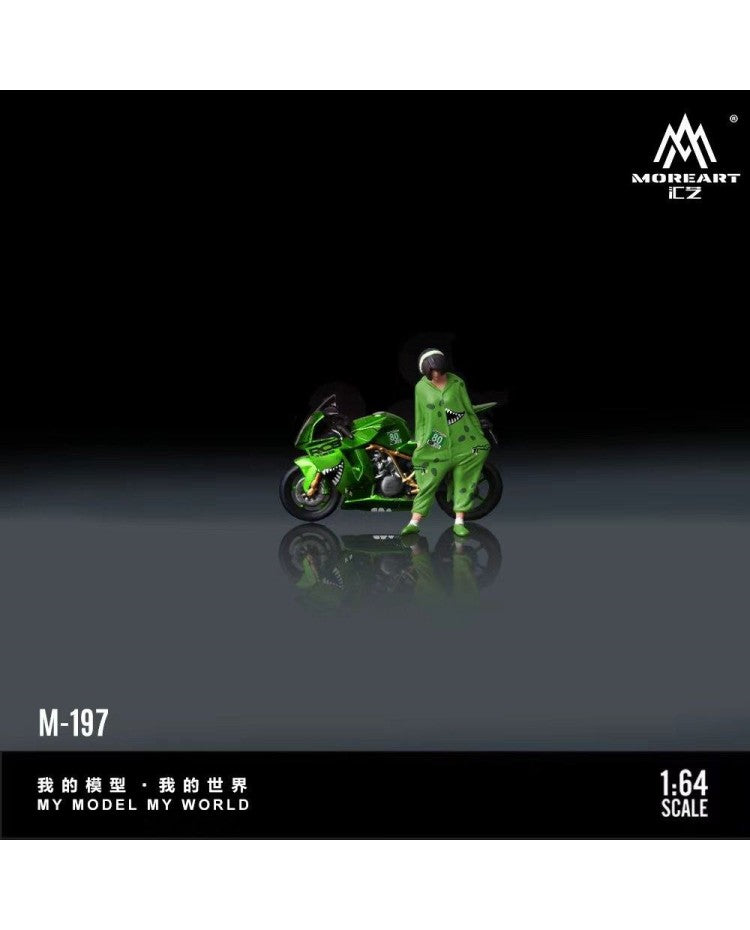 MOREART 1:64 KTM1190 Tyrannosaurus motorcycle girl Green