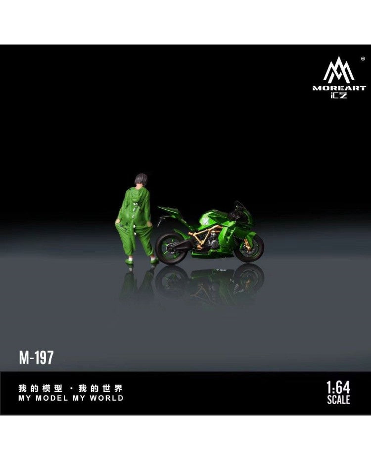 MOREART 1:64 KTM1190 Tyrannosaurus motorcycle girl Green