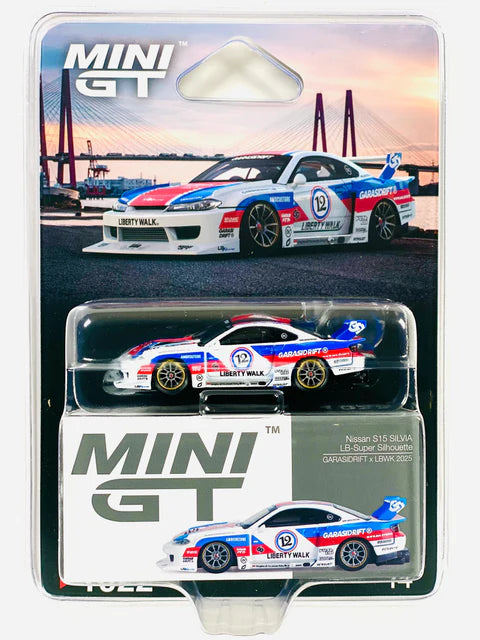 Mini GT 1:64 Nissan LB-Super Silhouette S15 SILVIA GARASIDRIFT x LBWK 2025 (PRESENTACION EN BLISTER)