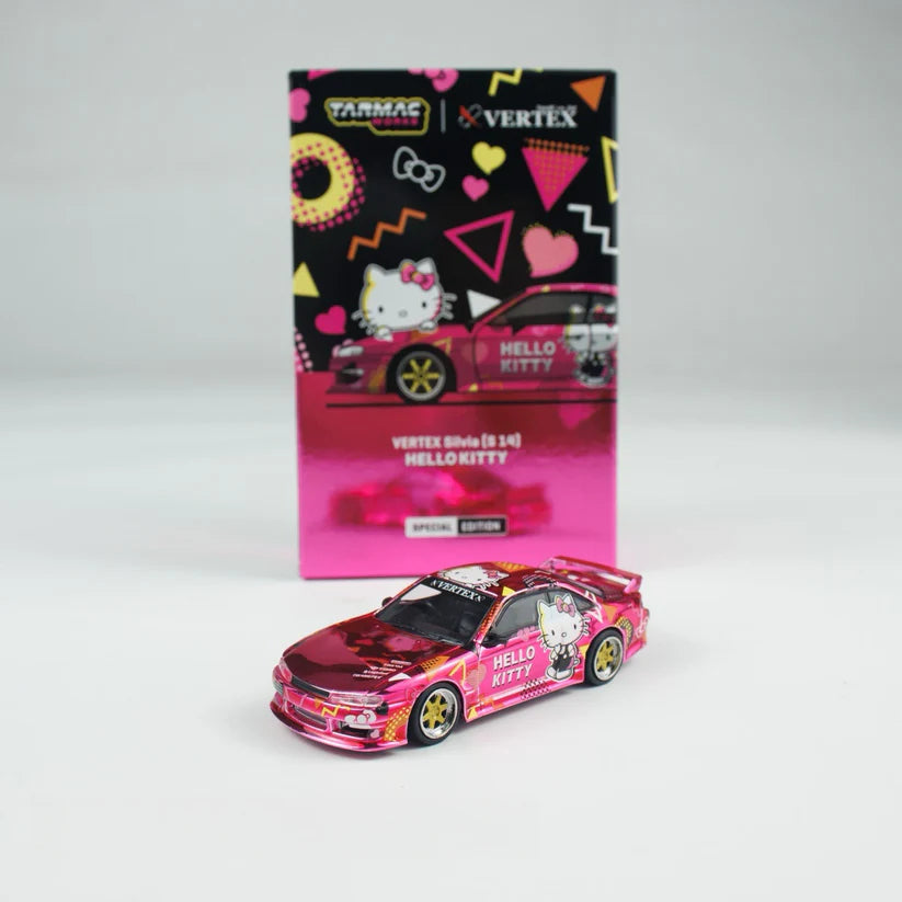 Tarmac Works 1:64 VERTEX Silvia (S14) Hello Kitty Pink Chrome APA EXPO EXCLUSIVE 2025