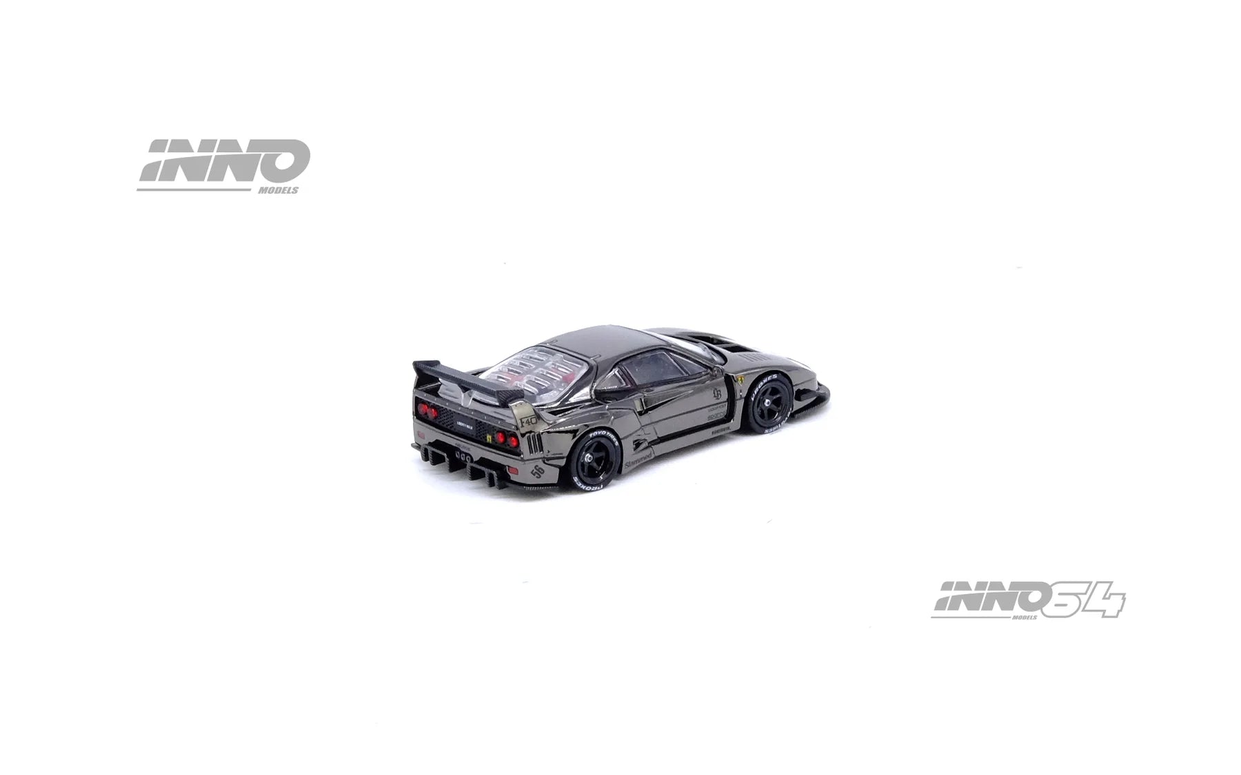 INNO64 1:64 LBWK Ferrari F40 Chrome Black  IN64-LBWKF40-CHB