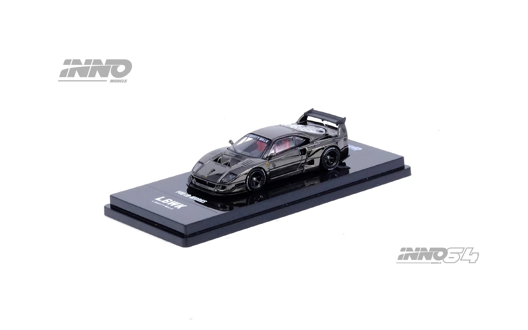 INNO64 1:64 LBWK Ferrari F40 Chrome Black  IN64-LBWKF40-CHB