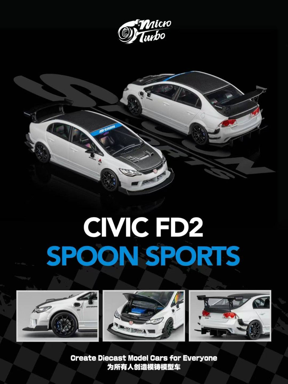 MICRO TURBO 1/64 HONDA CIVIC FD2 SPOON SPORTS