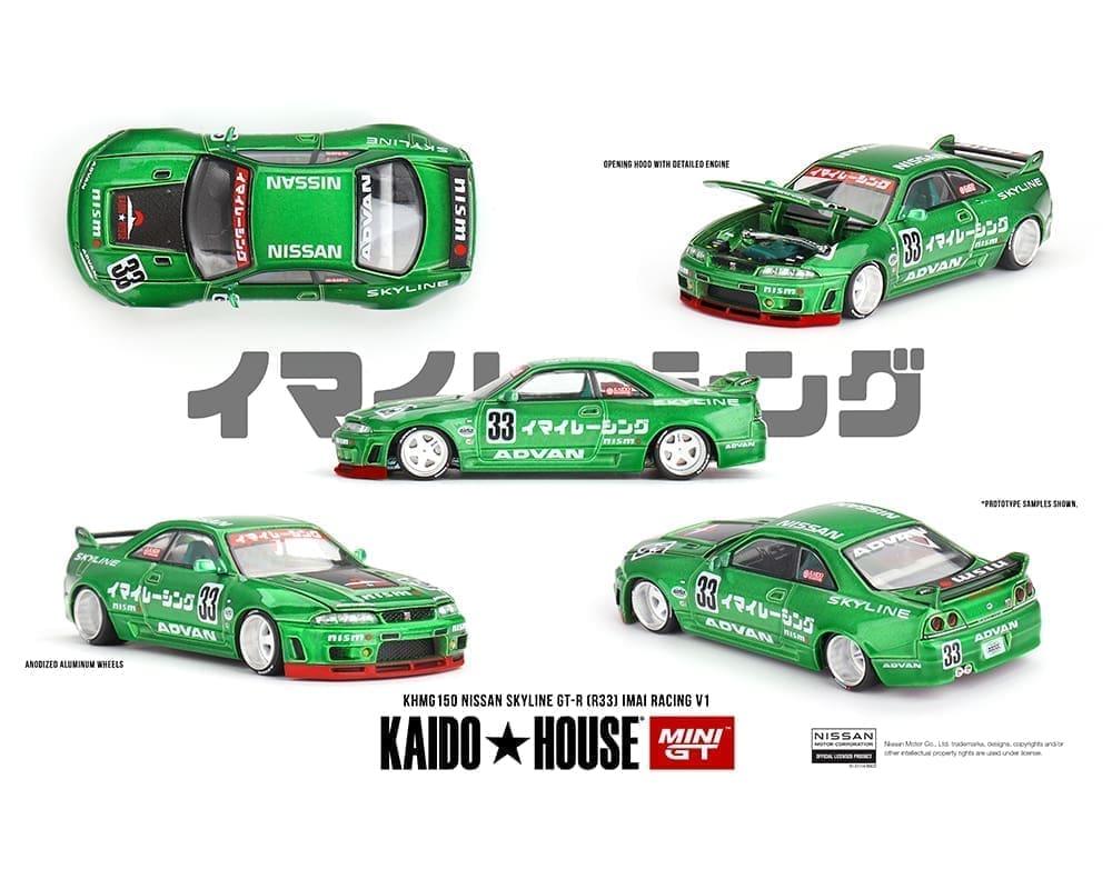 Kaido House x Mini GT 1:64 Nissan Skyline GT-R (R33) Imai Racing V1 – Verde
